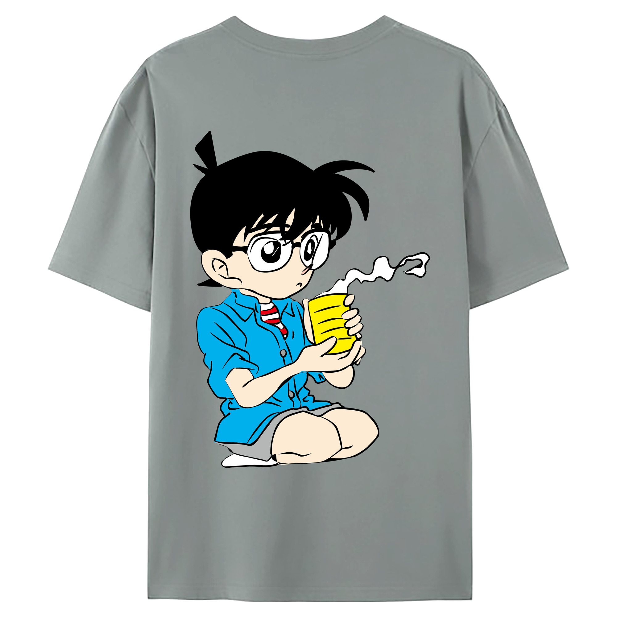 （画像用） 名探偵コナン 江戸川 コナン Detective Conan Conan Edogawa 綿100％ メンズ半袖Tシャツ（バックプリント） 通気性
